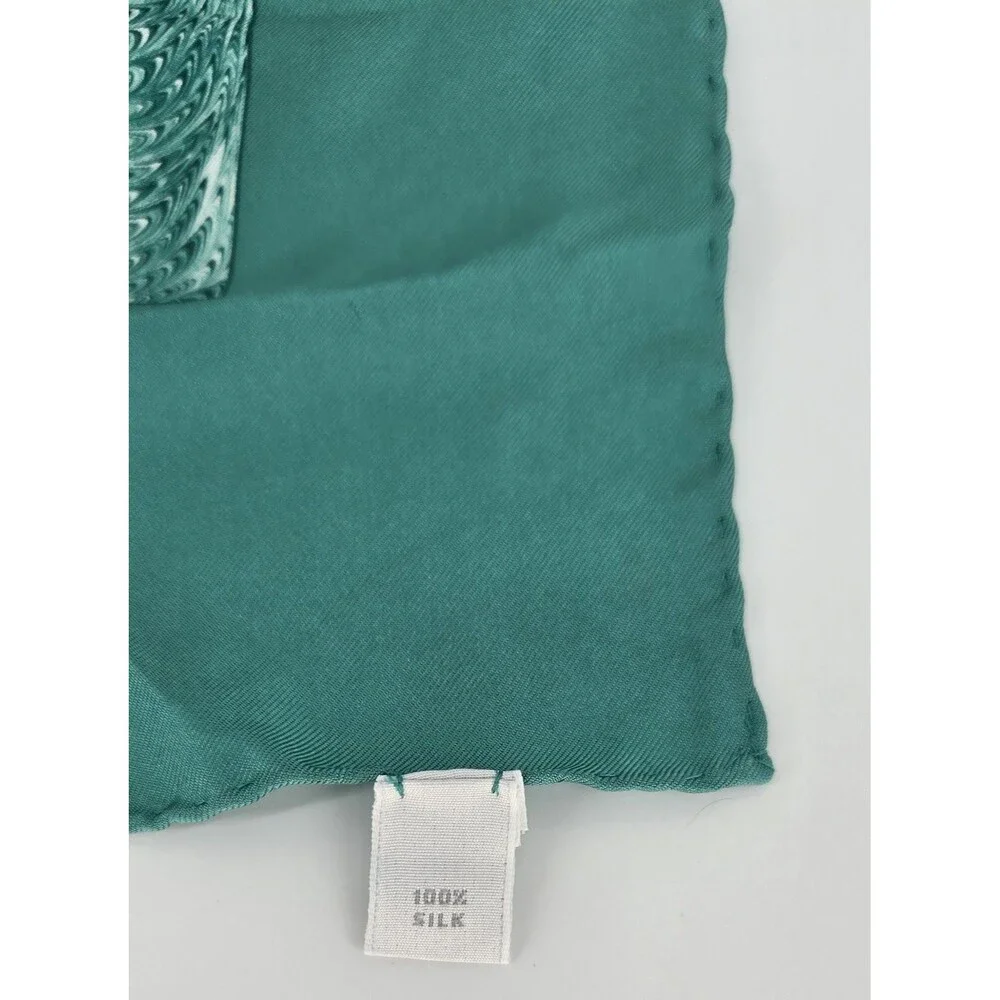 NWT Burberry London 100% Silk Scarf In Sea Green Wave Pattern ~27x27‎ Summer